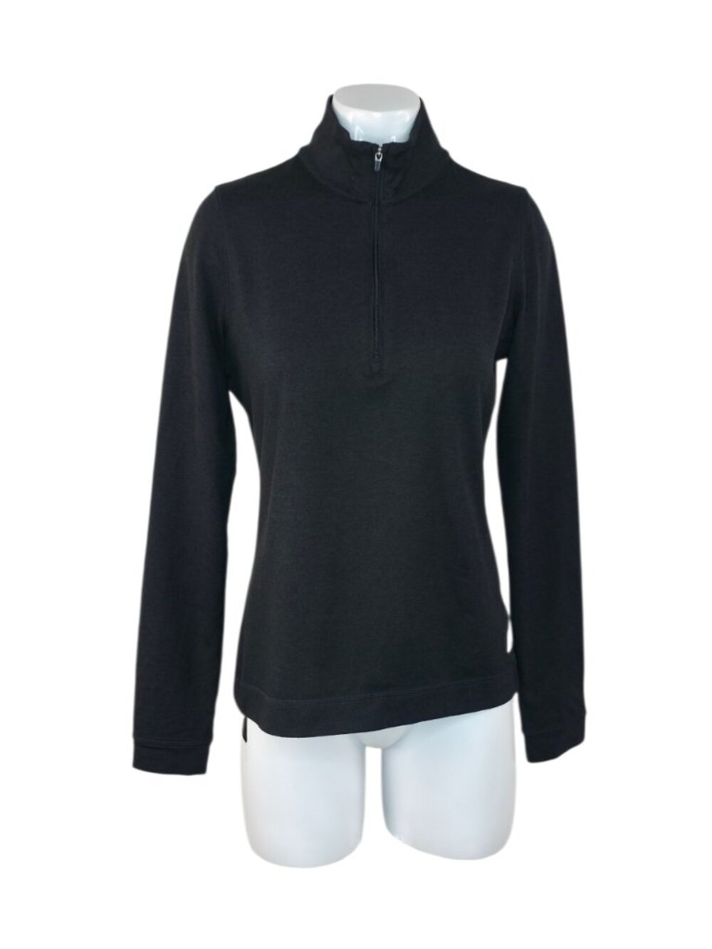 Vuori Halo Essential Half Zip Long Sleeve Shirt, Heathered Black, Womens Size M